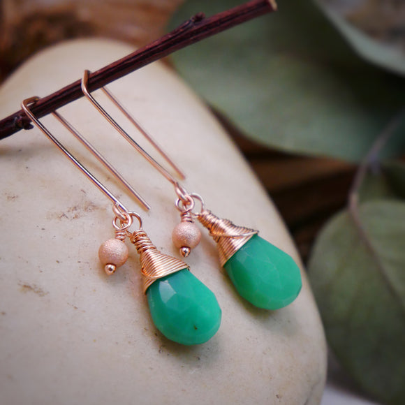 Chrysoprase Threaders Rose Gold