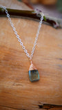 Green Kyanite Pendant Necklace, Silver, Rose Gold