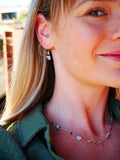 Dendritic Opal, Zircon, Onyx Front Close Necklace, Sterling Silver