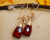 Garnet, Zircon Cluster Earrings Gold