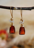Garnet, Zircon Cluster Earrings Gold