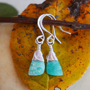 Anazonite Drop Earrings Silver