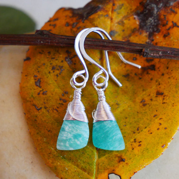 Anazonite Drop Earrings Silver