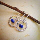 Lapis Hammered Hoops Silver