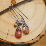 Andesine Drop Earrings Silver and Rose Gold