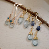 Topaz and Sapphire Drop Earrings Gold