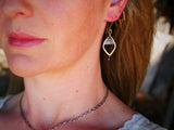Woven Leaf Hoop Silver and Gold Freshwater Pearl
