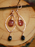 Andesine and Garnet Hammered Leaf Hoop