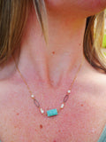 Amazonite, Pearl Necklace Gold and Silver