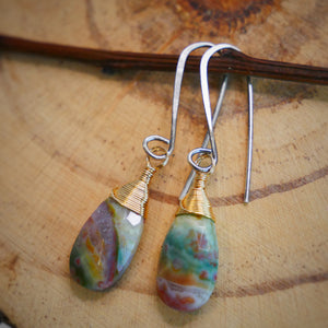 Jasper Threader Earrings Silver and Gold