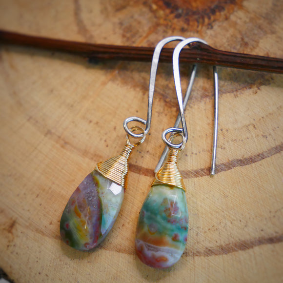 Jasper Threader Earrings Silver and Gold