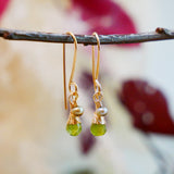Peridot, Freshwater Pearl Drop Earring Gold