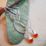 Carnelian Leaf Hoops Silver