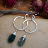 Moss Agate Hoop Silver