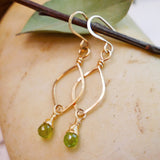 Peridot Leaf Hoops Gold