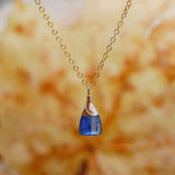 Blue Kyanite, Pendant Necklace Gold