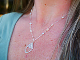 Woven Leaf, Pearl Necklace Silver