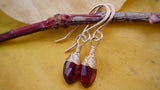 Garnet Drop Earrings Gold