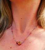 Freshwater Pearl, Tundra Sapphire Necklace Silver and Rose Gold
