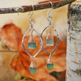 Green Kyanite, Aventurine, Leaf Hoop, Silver, Rose Gold