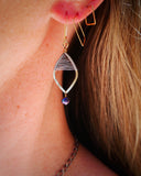 Woven Leaf Hoop Silver and Gold Freshwater Pearl