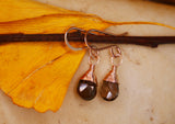 Smokey Quartz Drop Earrings Rose Gold
