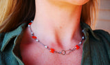Carnelian and Jasper Necklace, Front Close Sterling Silver