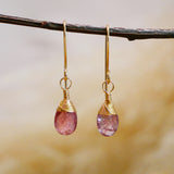 Pink Spinel Drop Earrings Gold