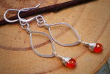 Carnelian Leaf Hoops Silver