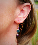 Grandidierite, Amethyst Cascading Earring Rose Gold