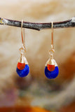 Lapis, Carnelian, Drop Earrings, Gold