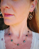 Freshwater Pearl, Hammered Hoop Earring, Gold