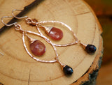 Andesine and Garnet Hammered Leaf Hoop