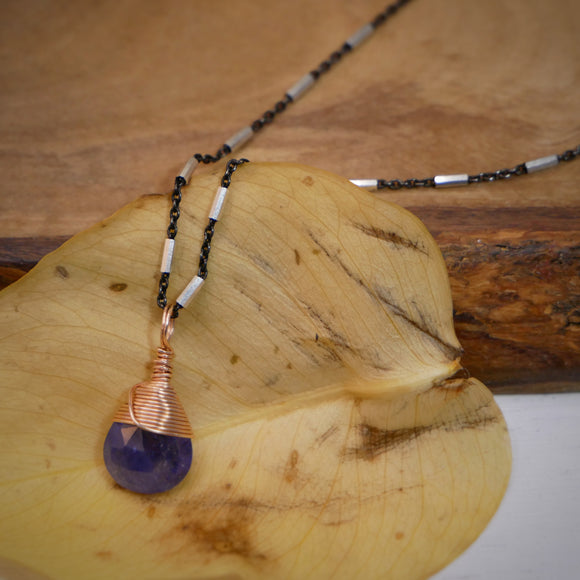 Tanzanite Necklace Silver and Rose Gold