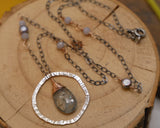 Moss Aquamarine, Blue Lace Agate, Fresh Water Pearl Silver and Rose Gold
