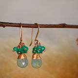 Grandidierite, Green Onyx Cluster Earrings Rose Gold