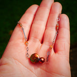 Freshwater Pearl, Tundra Sapphire Necklace Silver and Rose Gold