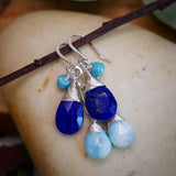 Lapis, Larimar, Turquoise Drop Earrings Silver