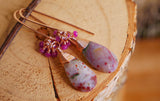 Jasper, Pink Sapphire Threader Earrings Rose Gold