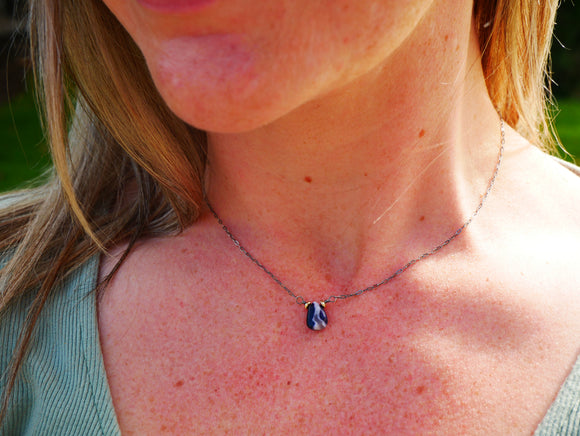Tiffany Stone Necklace Silver and Gold