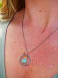 Amazonite Abstract Hoop Necklace Silver and Gold
