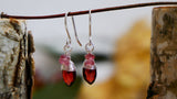 Garnet, Topaz Drop Earrings Silver