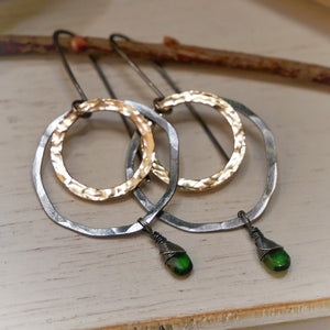 Chrome Diopside Threader Abstract Hoops Silver and Gold