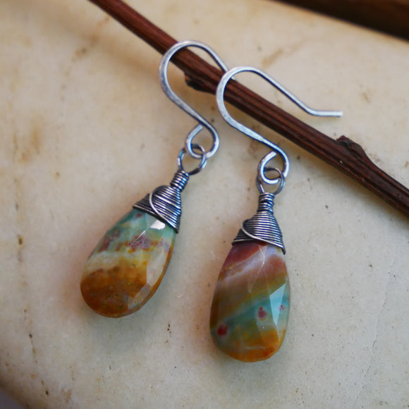 Jasper Drop Earrings Silver