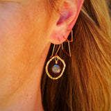 Freshwater Pearl, Hammered Hoop Earring, Gold