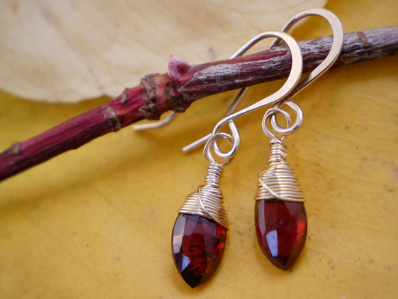 Garnet Drop Earrings Gold - Main Image