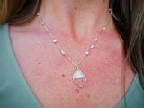 Woven Leaf, Pearl Necklace Silver
