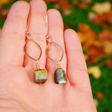 Labradorite Leaf Hoop Rose Gold