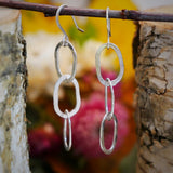 Abstract Small Chain Link Earrings Silver