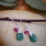 Grandidierite, Pink Sapphire Drop Earrings Silver